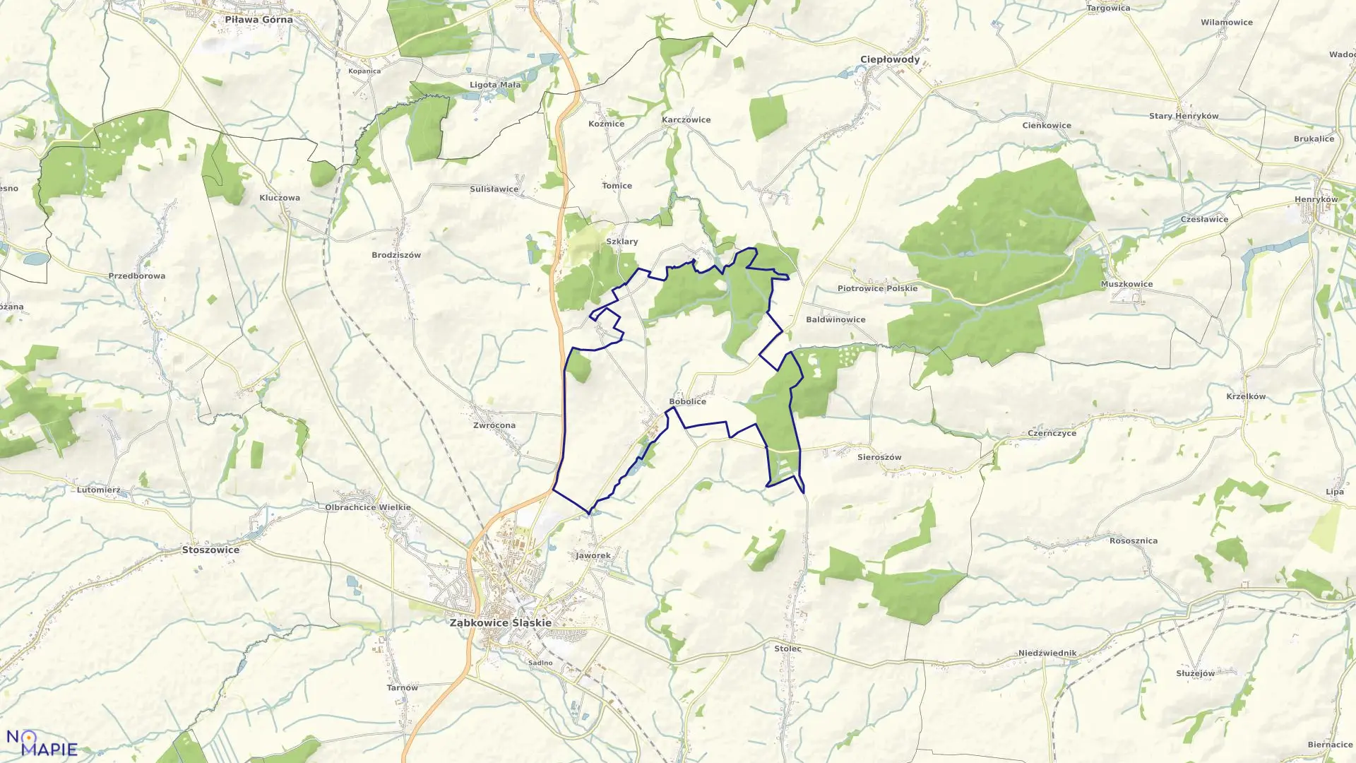 Mapa obrębu BOBOLICE w gminie Ząbkowice Śląskie