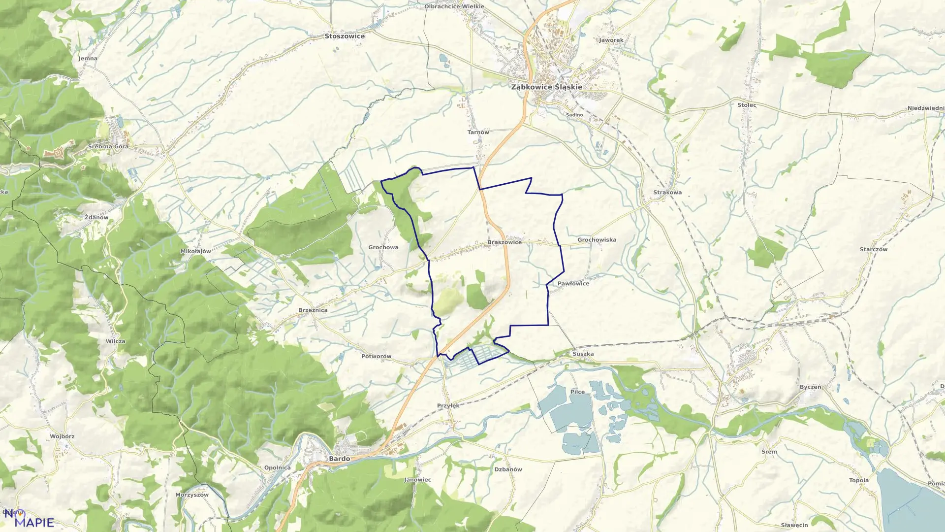 Mapa obrębu BRASZOWICE w gminie Ząbkowice Śląskie