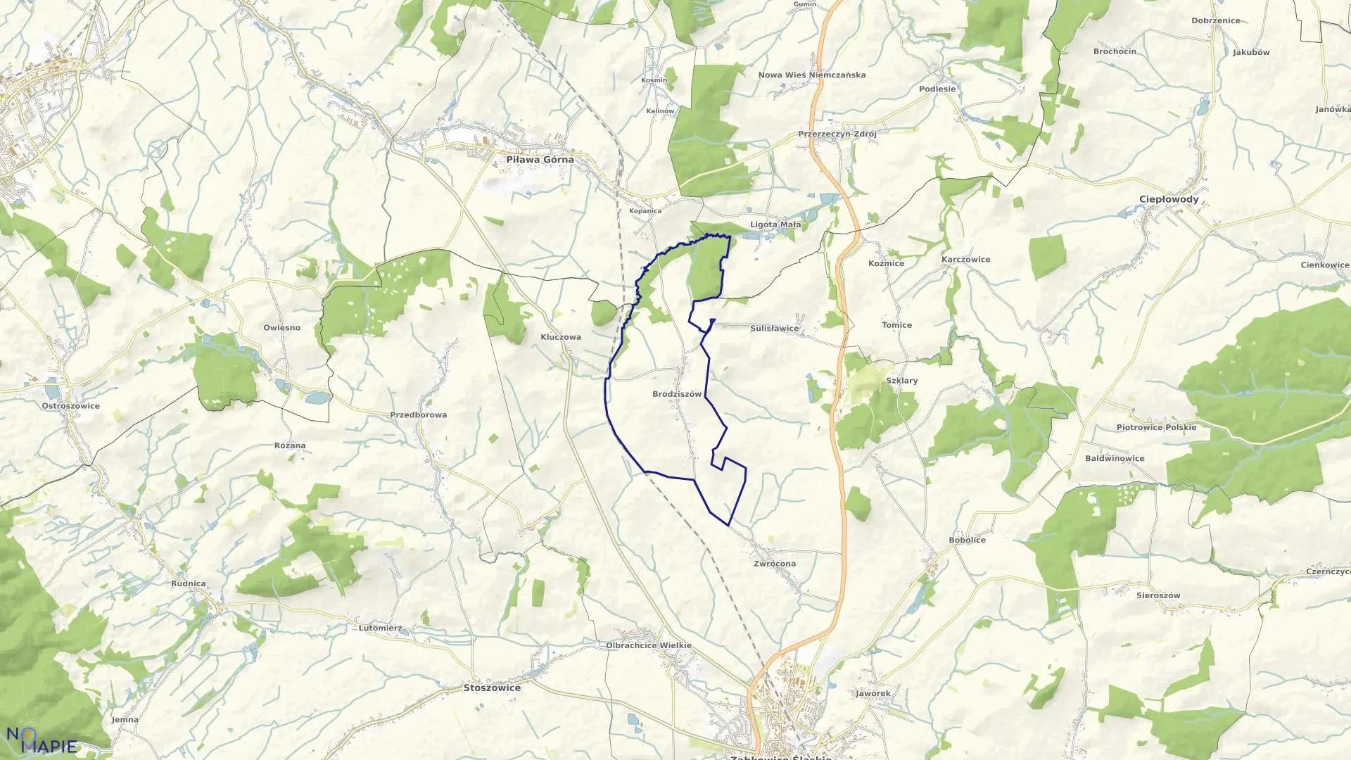 Mapa obrębu BRODZISZÓW w gminie Ząbkowice Śląskie